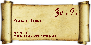 Zsebe Irma névjegykártya